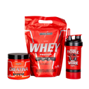 Kit Whey Protein 900g, creatina 300g e coqueteleira Temple Work 450ml - Integral Médica