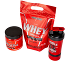 Kit Whey Protein 900g, creatina 300g e coqueteleira Temple Work 450ml - Integral Médica