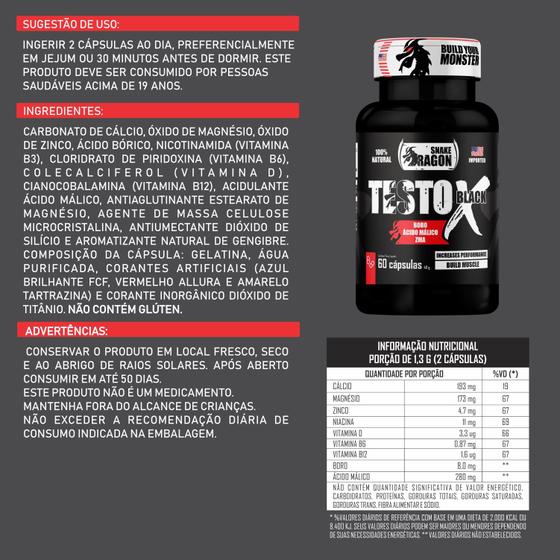 Testo X Black 60 Cápsulas - Snake Dragon