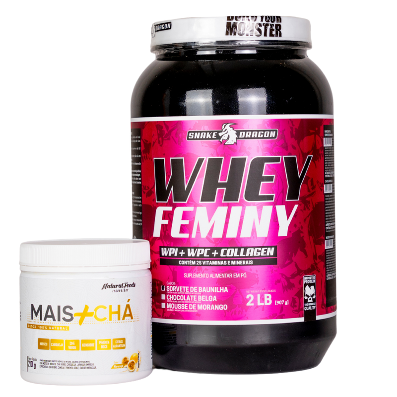 Kit Whey Feminy 907g Body Nutri+Mais chá 210g Natural foods