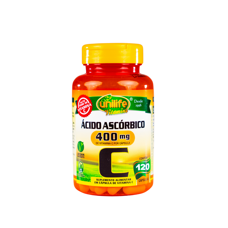 Vitamina C 400 mg - Ácido Ascórbico 120 Cápsulas | Unilife