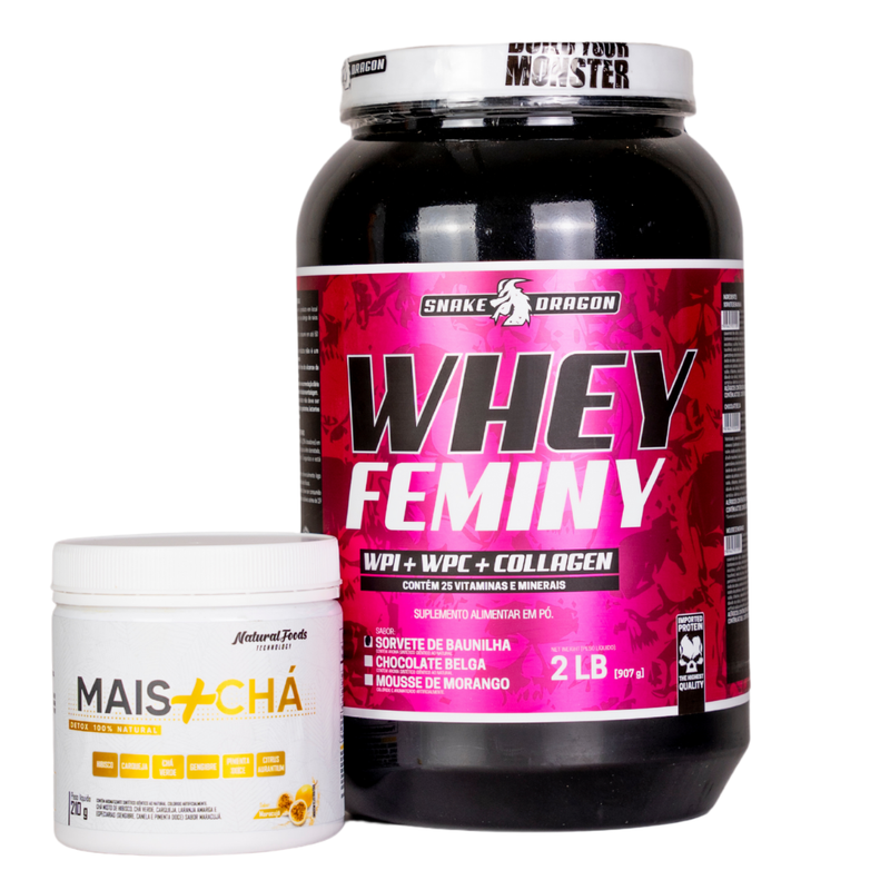 Kit Whey Feminy 907g Body Nutri+Mais chá 210g Natural foods