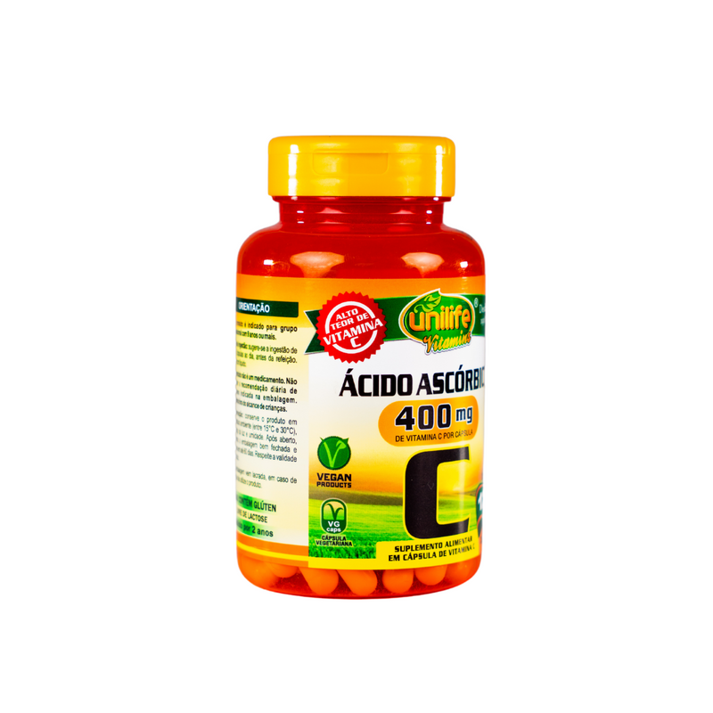 Vitamina C 400 mg - Ácido Ascórbico 120 Cápsulas | Unilife