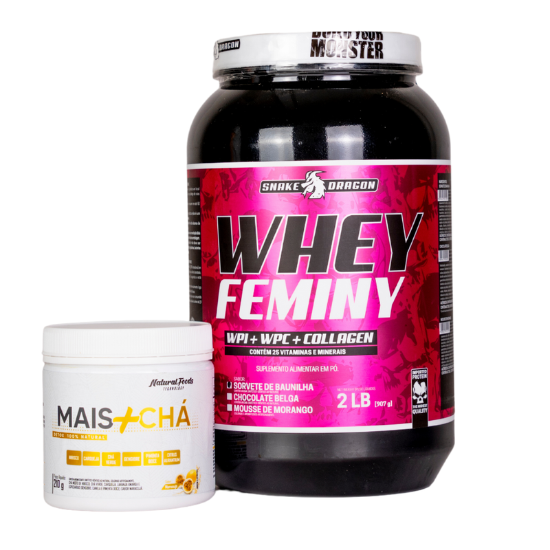 Kit Whey Feminy 907g Body Nutri+Mais chá 210g Natural foods