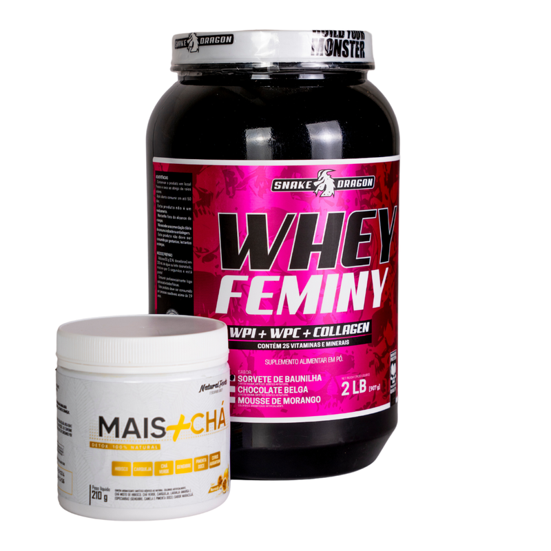 Kit Whey Feminy 907g Body Nutri+Mais chá 210g Natural foods