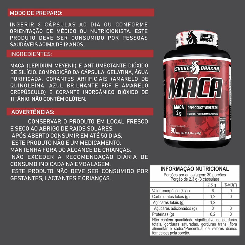 Maca - 90 Cápsulas - Snake Dragon