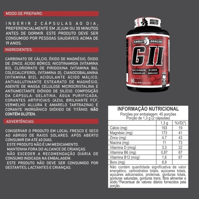 GII - 90 Cápsulas - Snake Red | Ganho de Massa